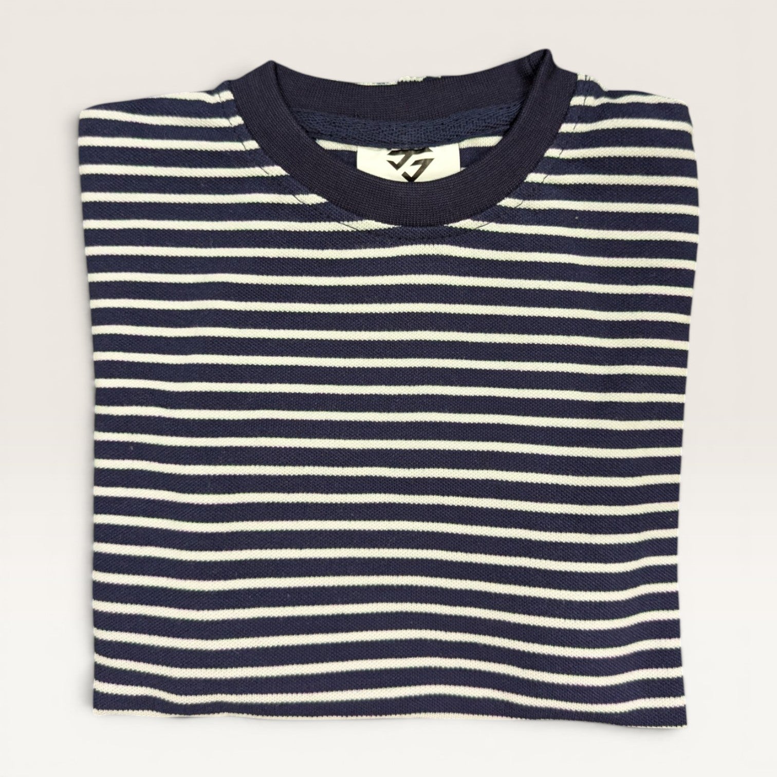 Navy Striped Kids Crew Neck T-Shirt & Shorts Set