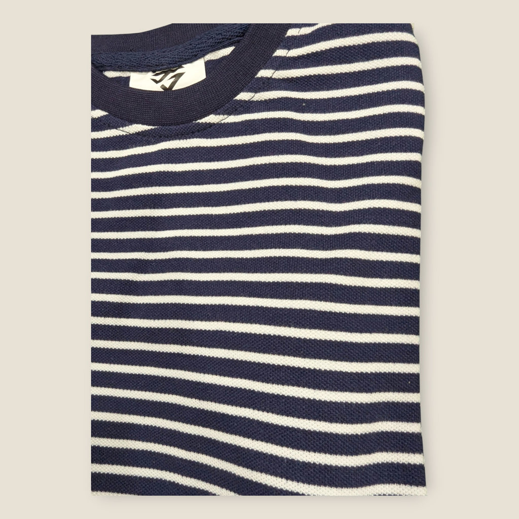 Navy Striped Kids Crew Neck T-Shirt & Shorts Set