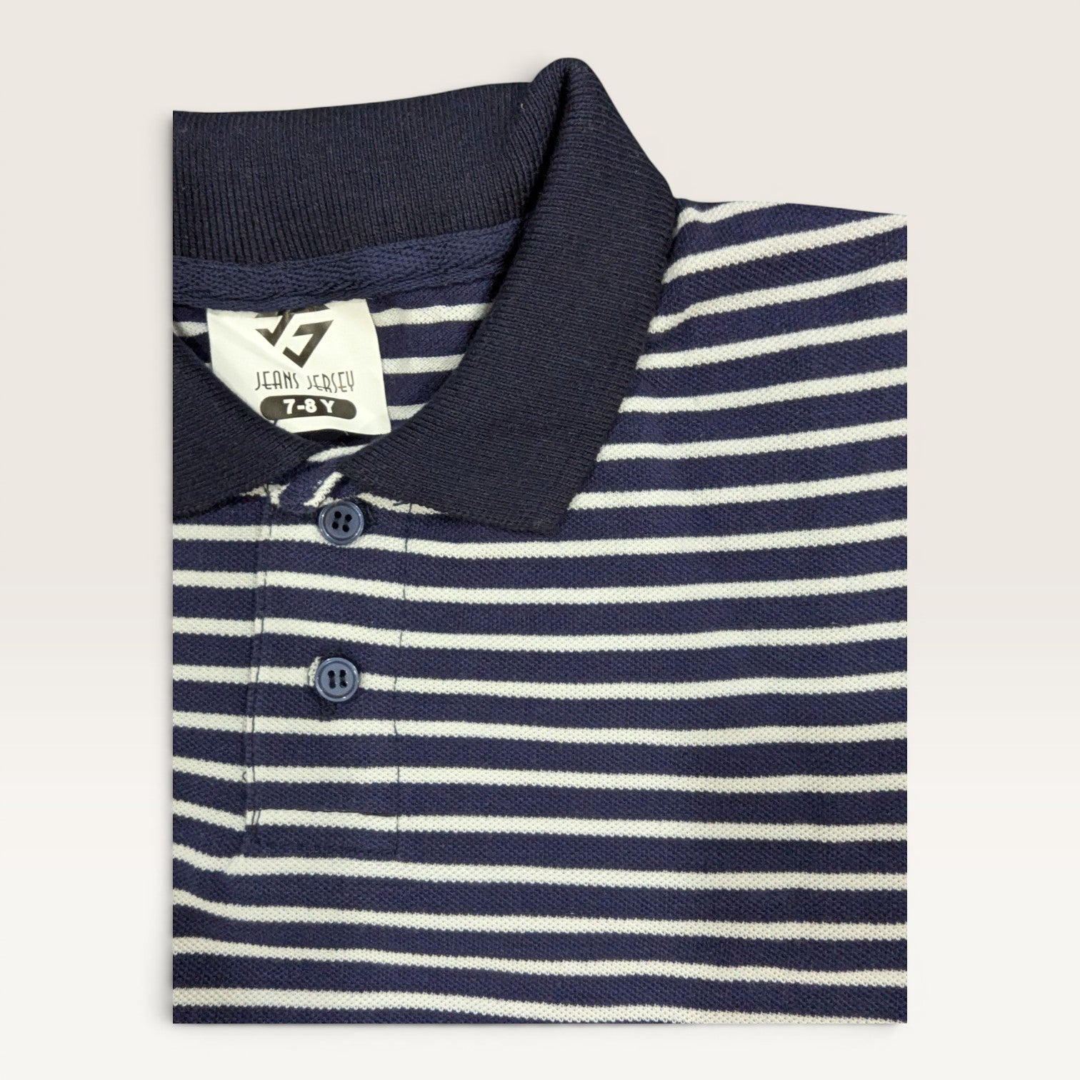 White & Navy Striped Kids Polo Shirt & Shorts Set