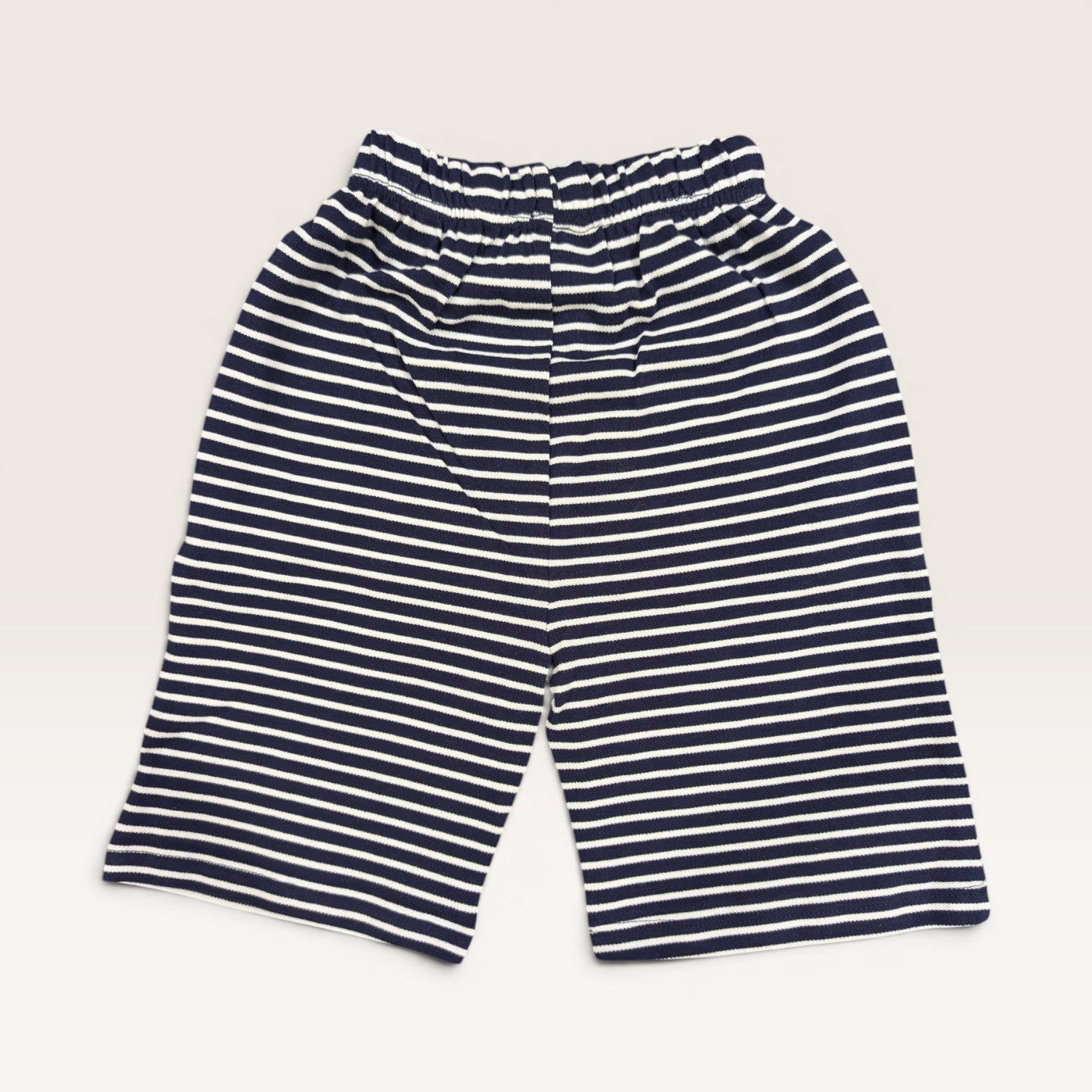 White & Navy Striped Printed Kids T-Shirt & Shorts Set