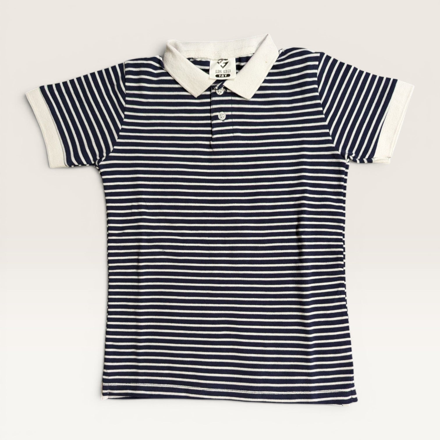 White & Navy Striped Printed Kids T-Shirt & Shorts Set
