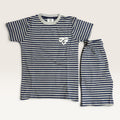 Navy & Grey Striped Jersey Tee-Set