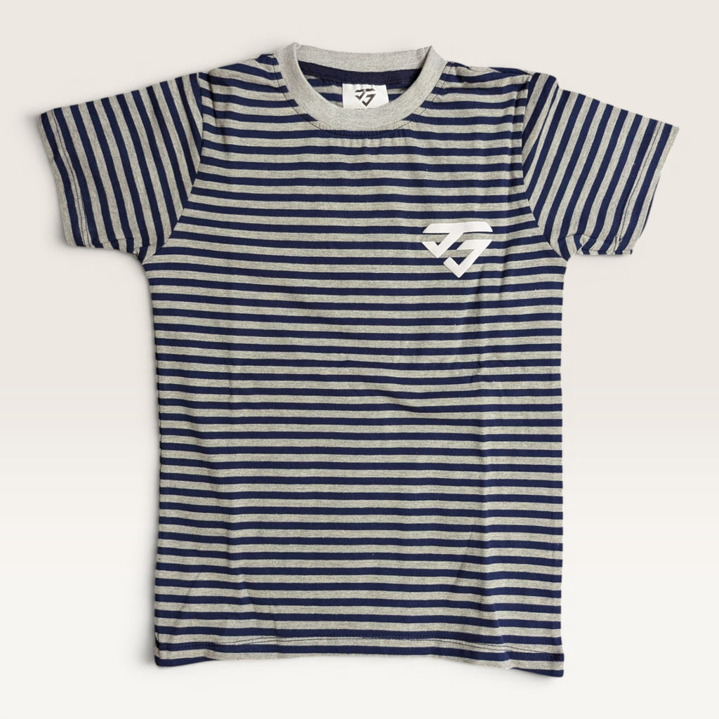 Navy & Grey Striped Jersey Tee-Set