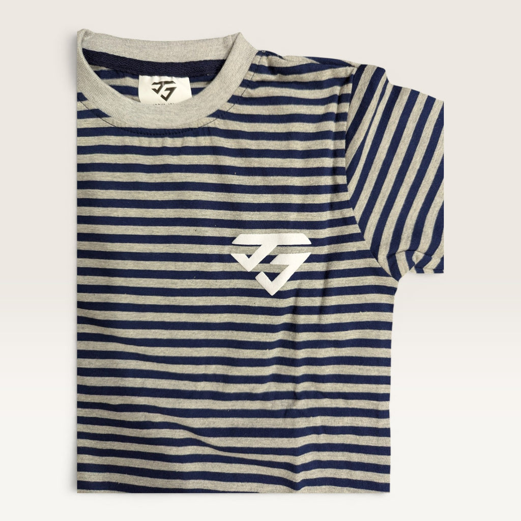 Navy & Grey Striped Jersey Tee-Set
