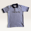 "Time Does Fly" Heather Blue Kids Polo & Shorts Set